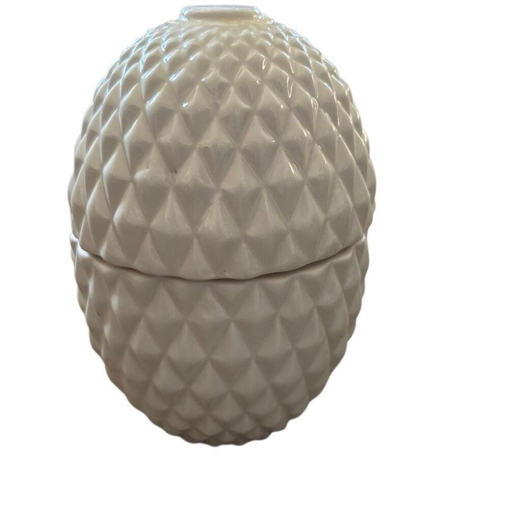 Pineapple Shaped White Ceramic Jar